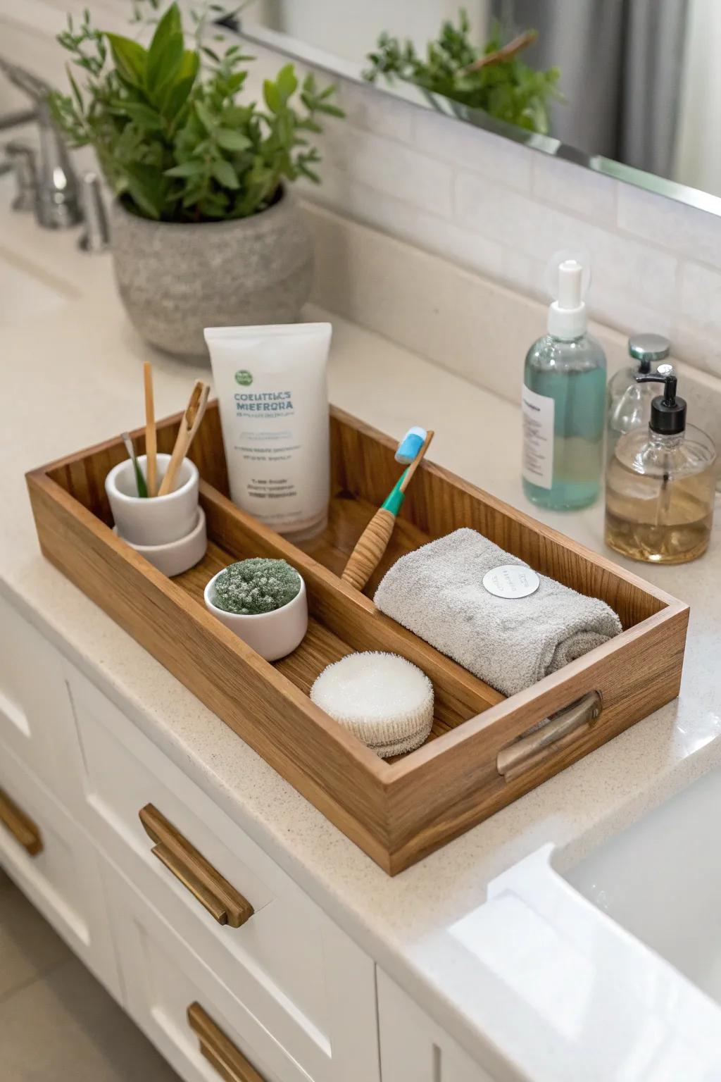 Trays are perfect for keeping your bathroom vanity both organized and stylish.
