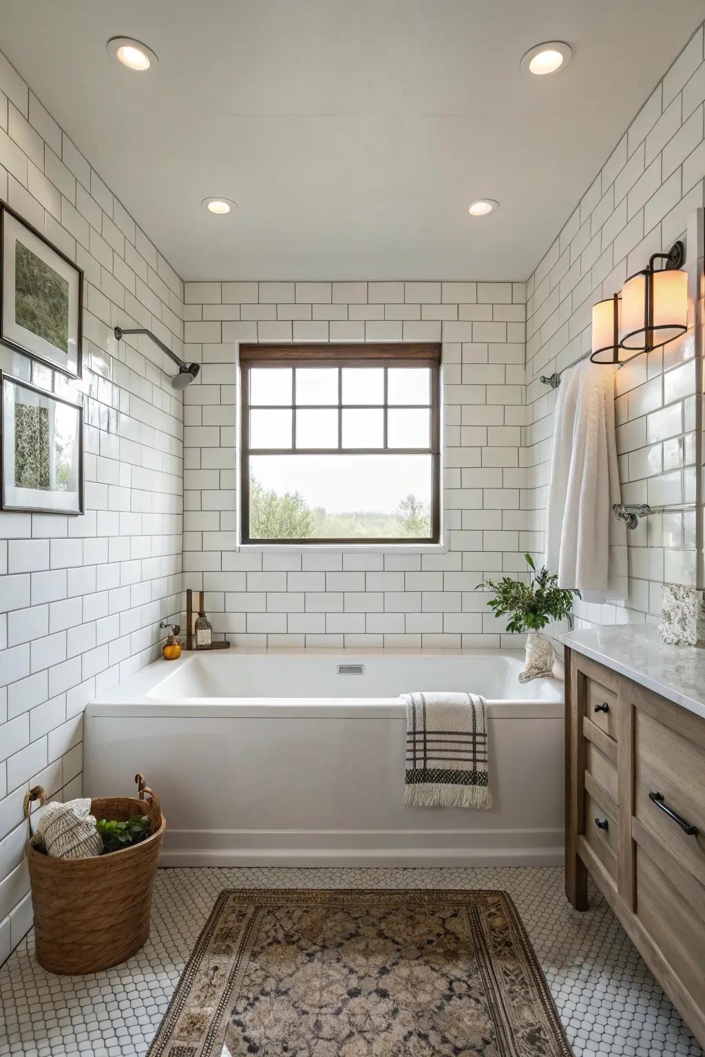 Classic allure presented in understated rectangular tiling