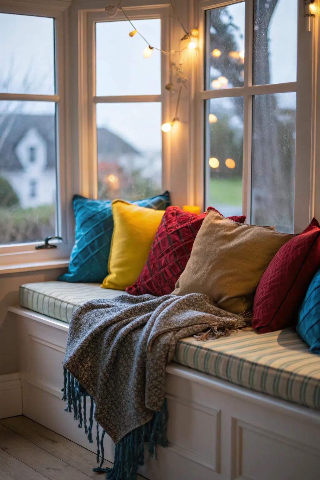 Forge a snug retreat with window seating and cushions.