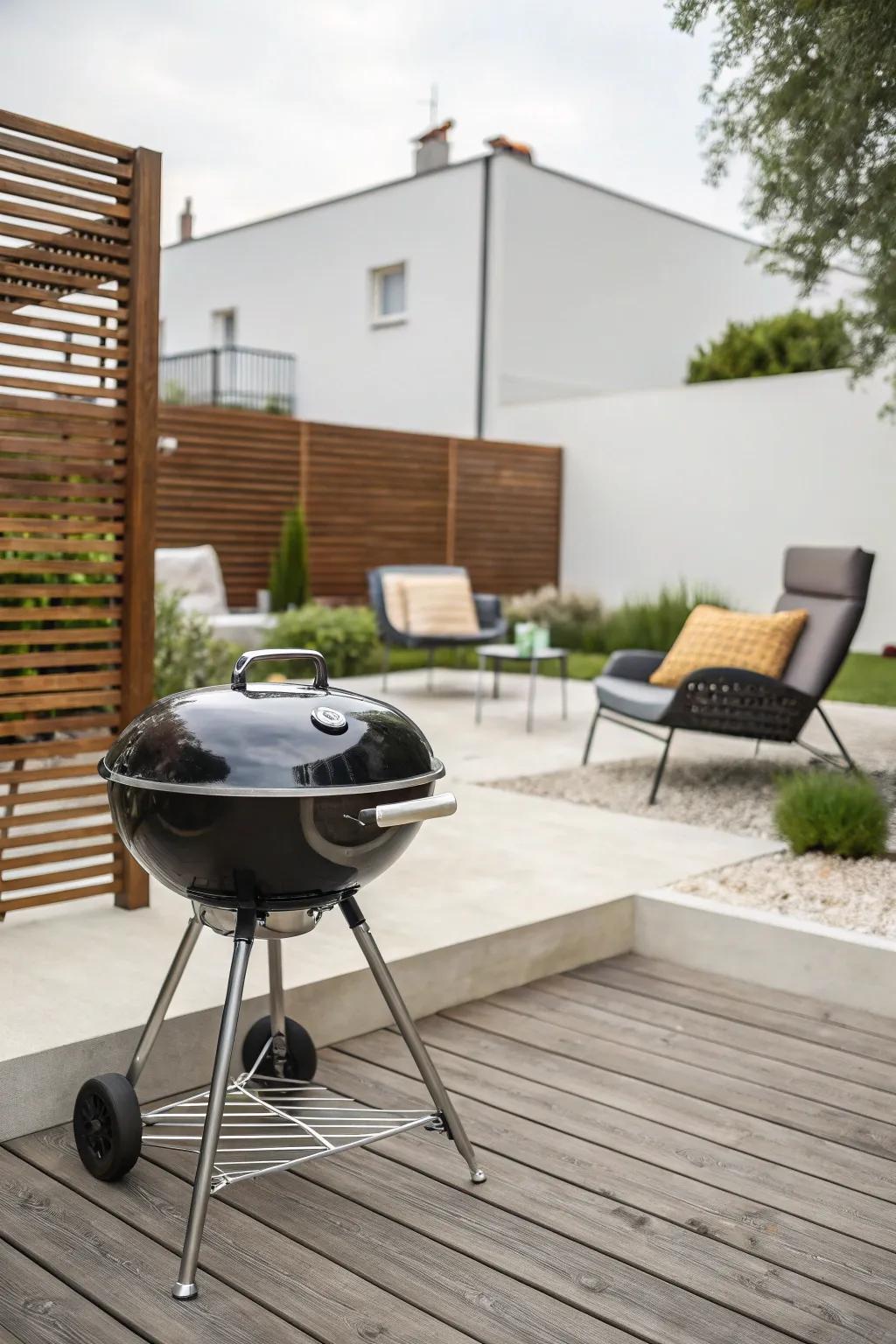 Contemporary metallic grill for a chic outdoor domain.