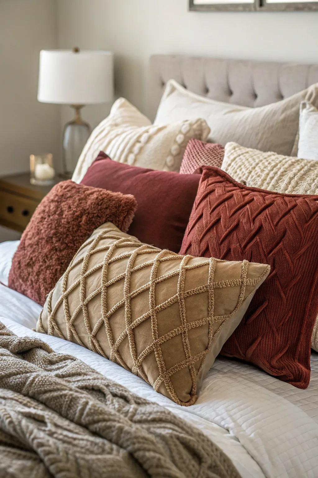 Textures have the power to transform your pillow setting into a tactile indulgence.