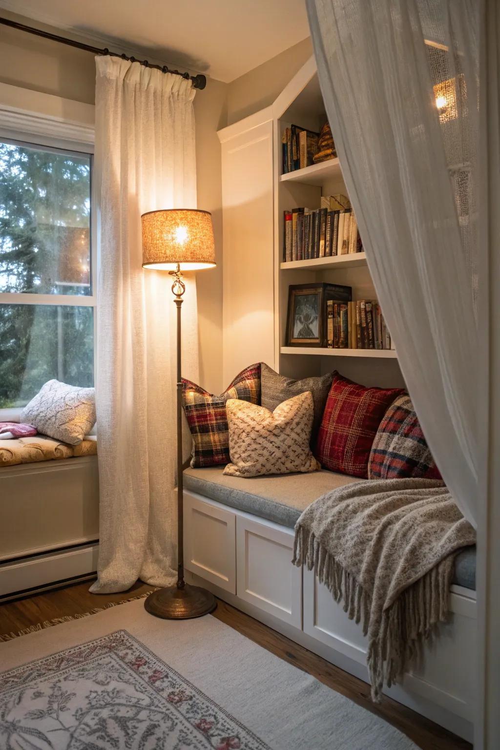 Settle into a captivating reading space for valuable personal time.
