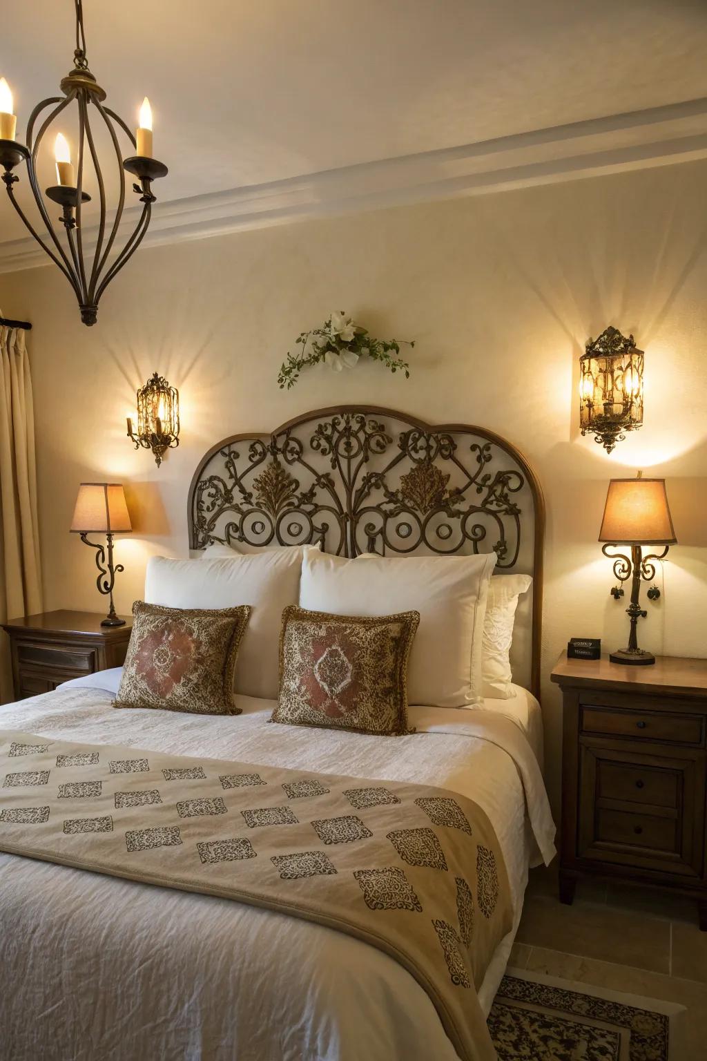 Wall lamps cast a comfortable glow perfect for bedtime stories.