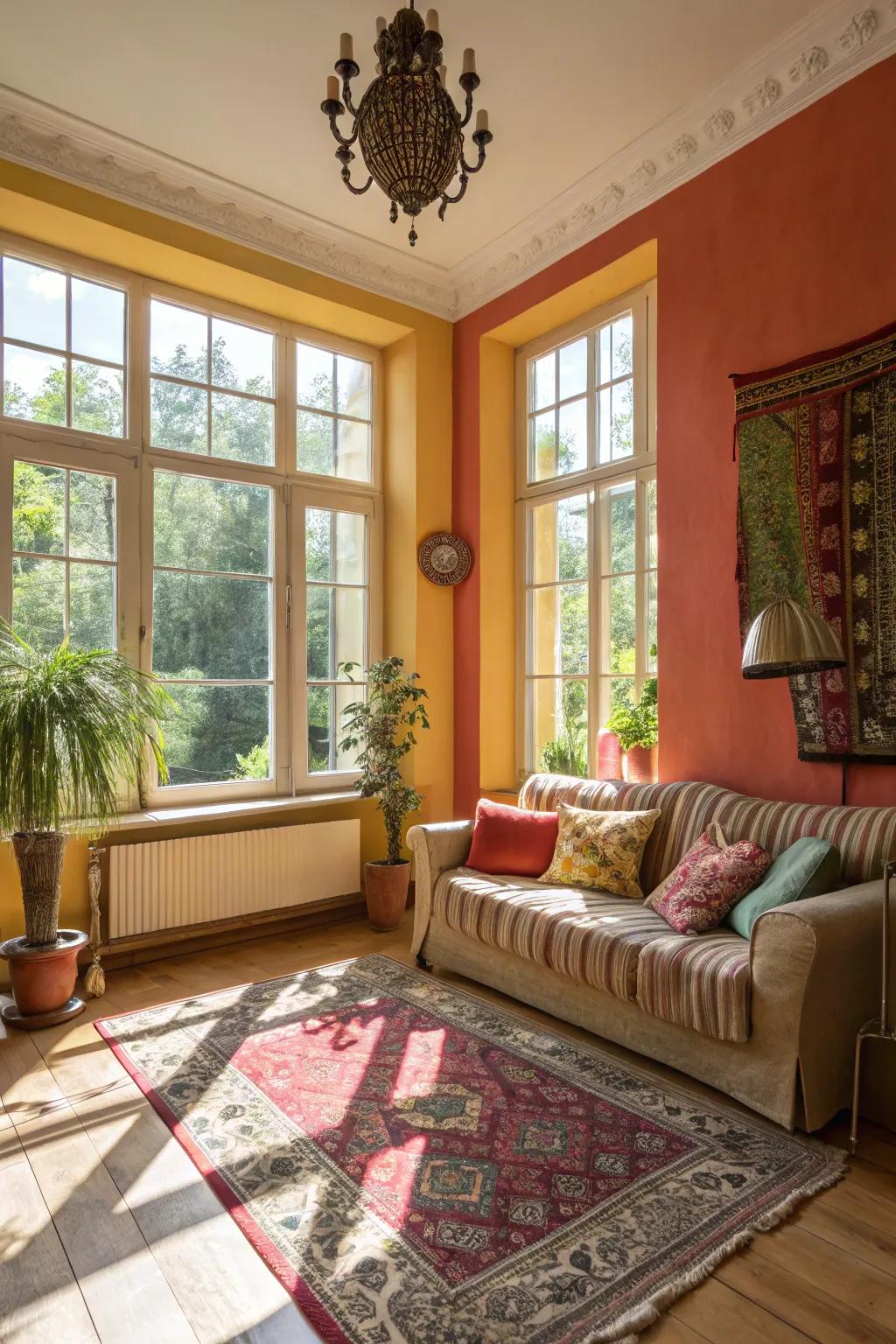 Sunlight wonderfully transforms wall colors