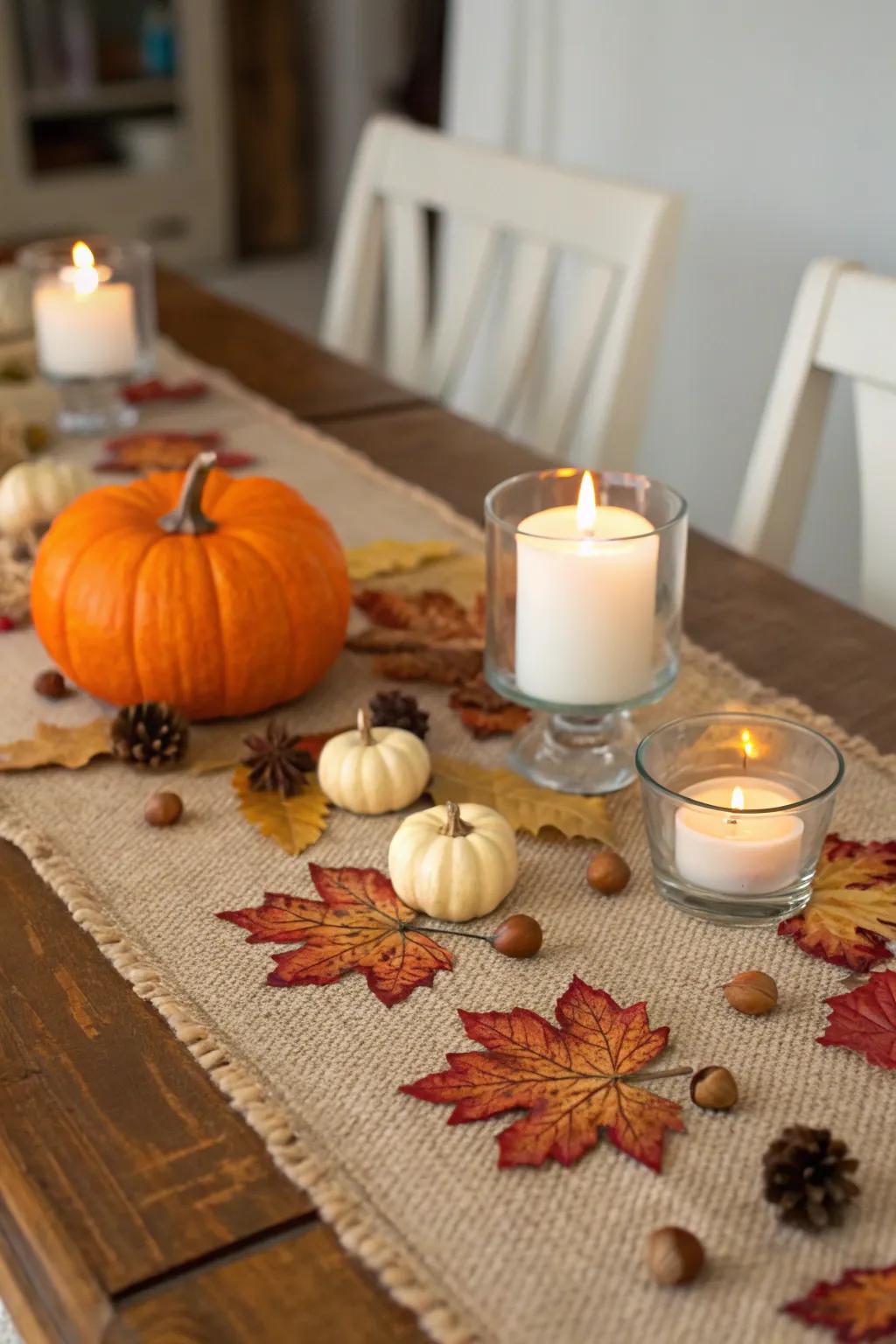 Improve your dining moments with a harvest-inspired table arrangement.