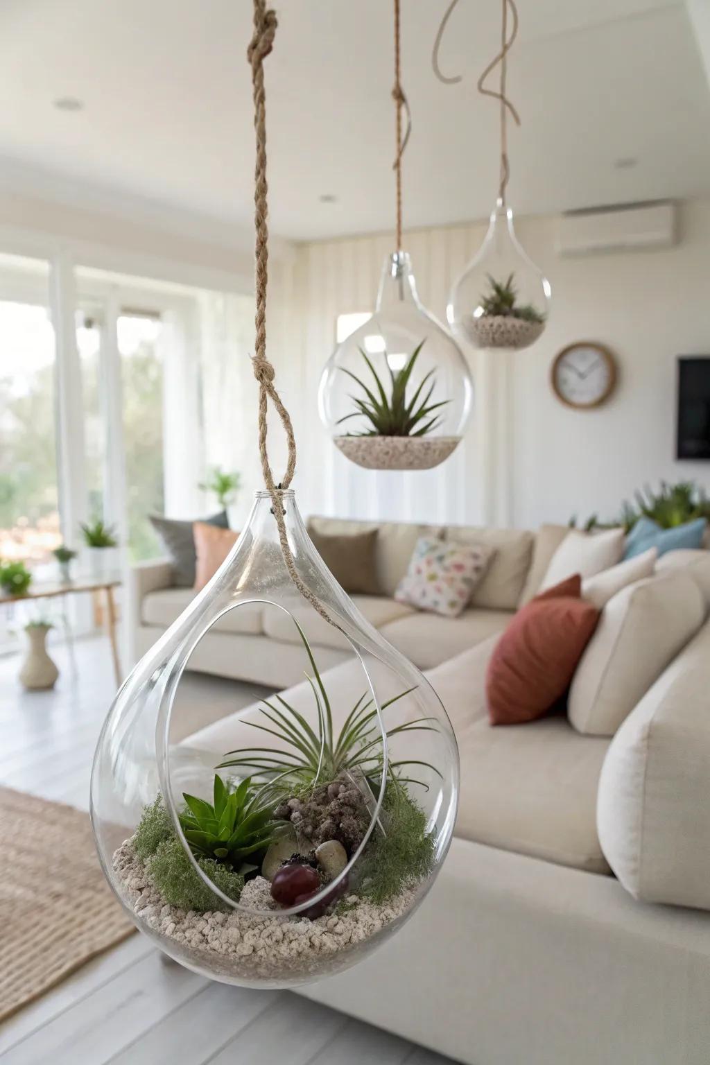 Chic and modern hanging terrariums.