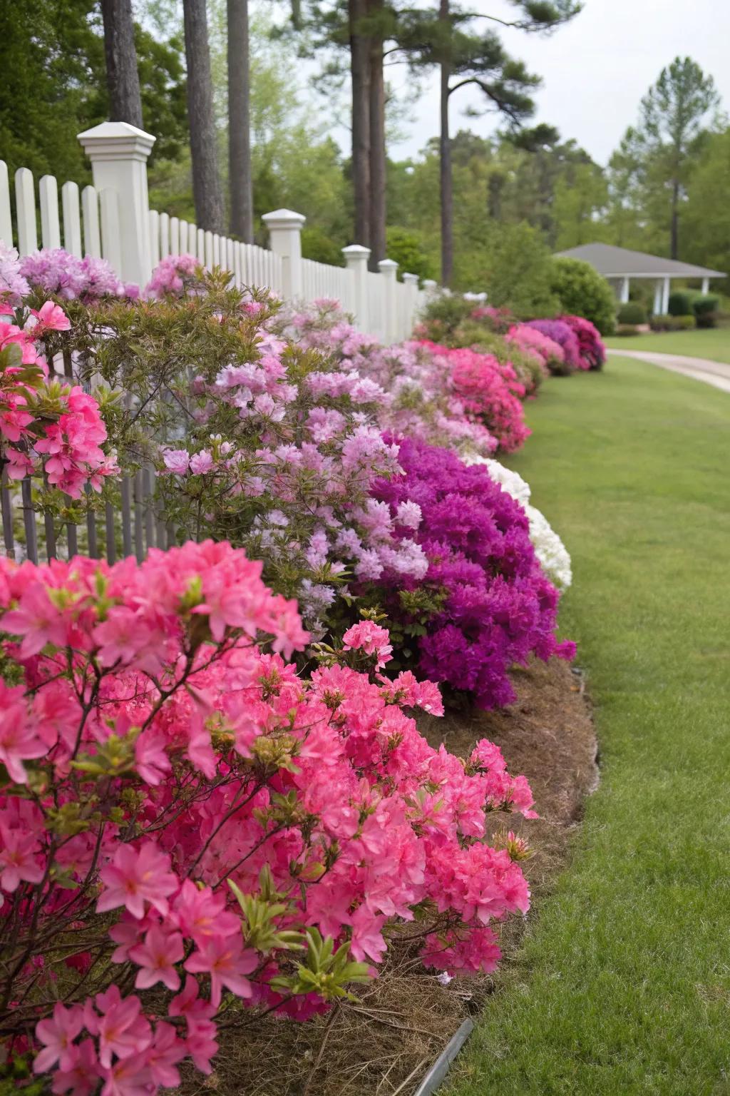 Azaleas infuse a bold splash of color into any front garden.