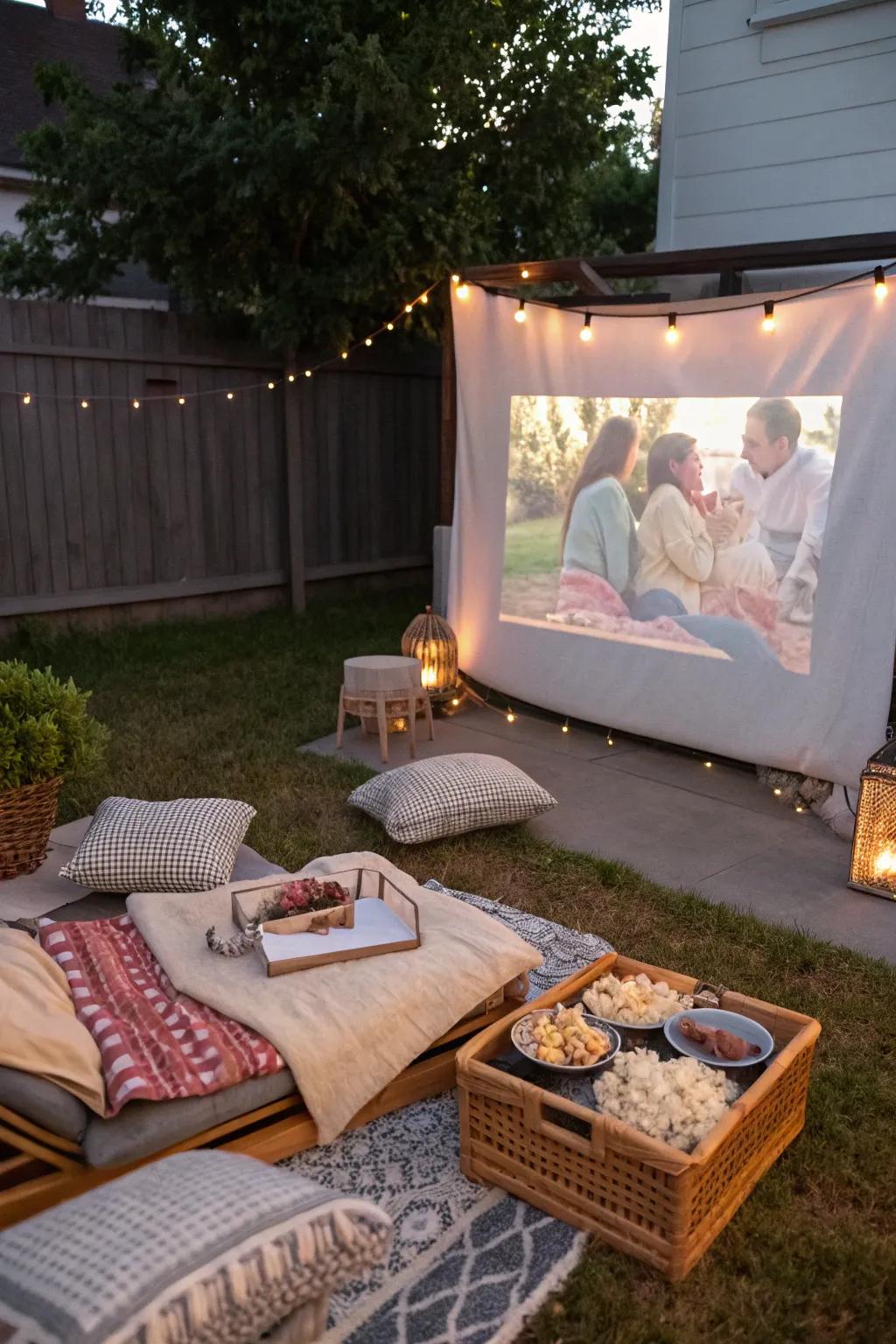 An outdoor movie night produces a cozy and distinct birthday celebration.