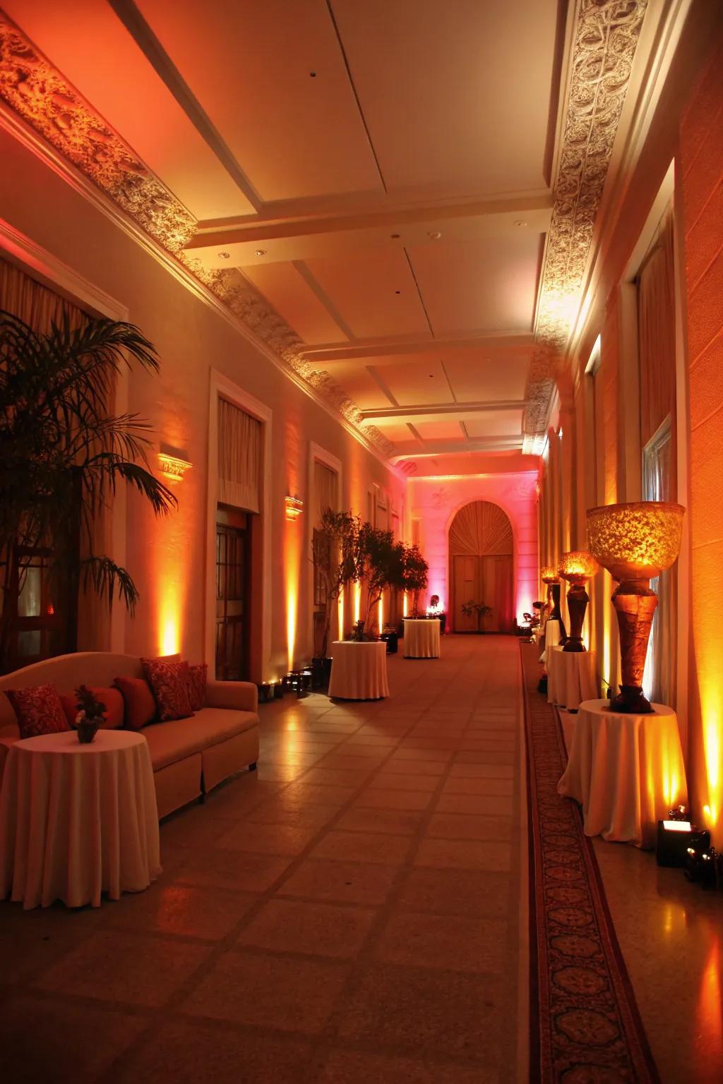 Thoughtful lighting design establishes an intimate and inviting atmosphere for the birthday celebration.