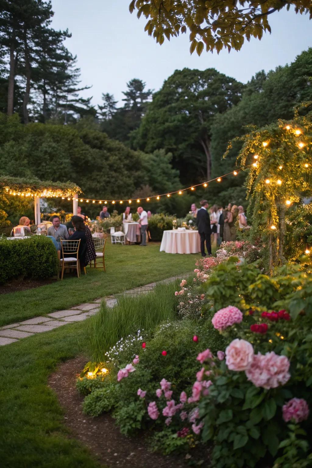Savor the enchantment of a garden soiree beneath the twinkling stars.