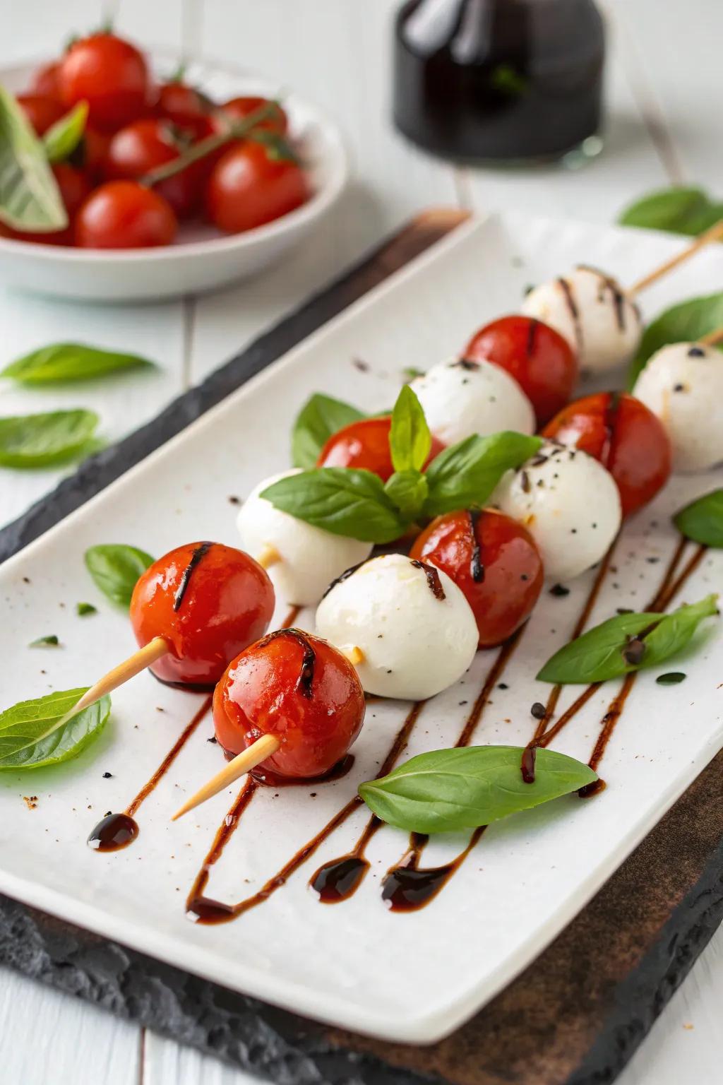 Caprese skewers, a refreshing and elegant appetizer.