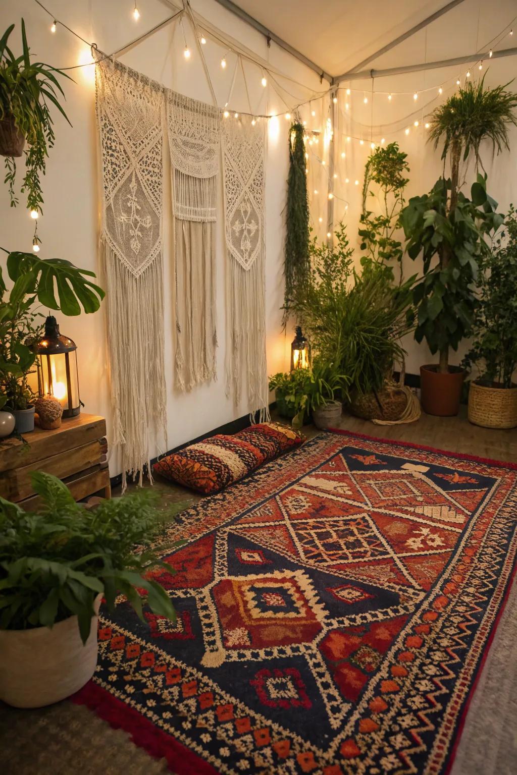 Textured fabrics deliver warmth and individuality to the plant display.