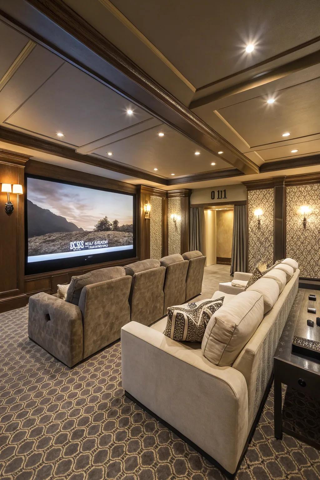 Enjoy a movie experience at home in a well-equipped flex room cinema.