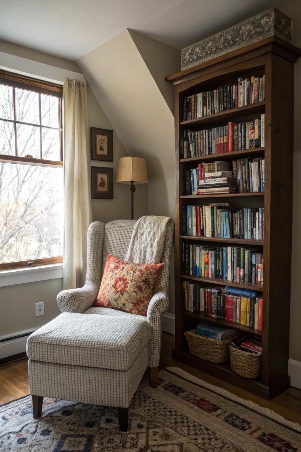 A comfy corner perfect for losing yourself in a good book.