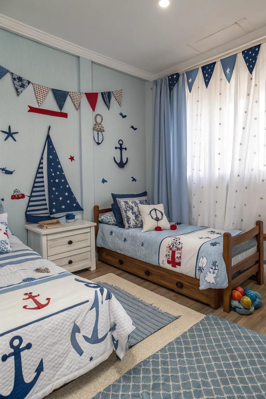 A connecting theme like seafaring adventures can bring a shared space together.