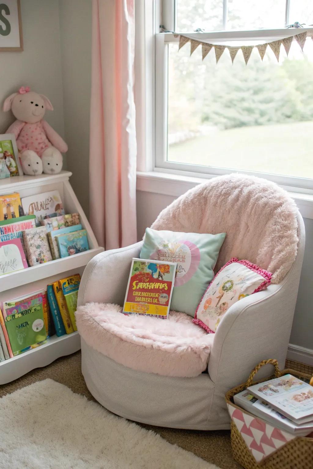 A delightful reading nook ready for relaxation and stories.