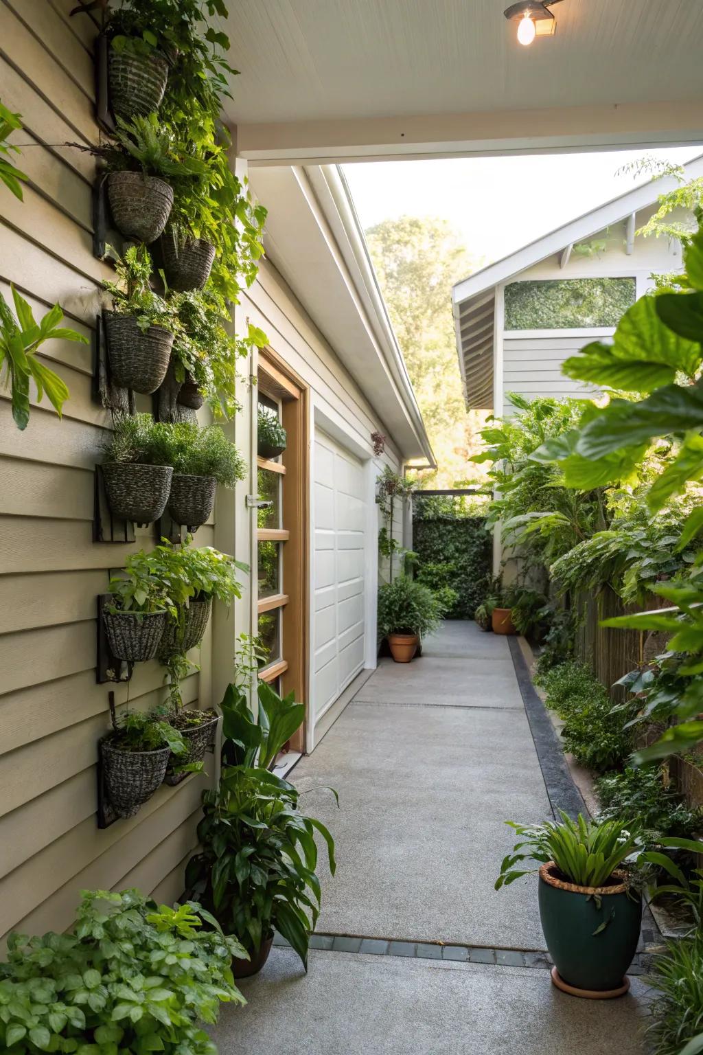 A verdant oasis breezeway that revitalizes and refreshes the area.