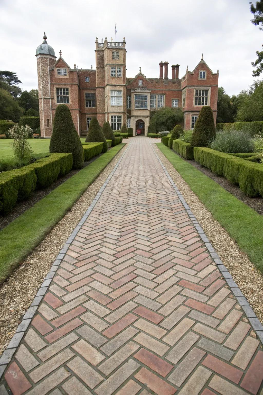 Bordered herringbone: Perfect for a formal entrance.