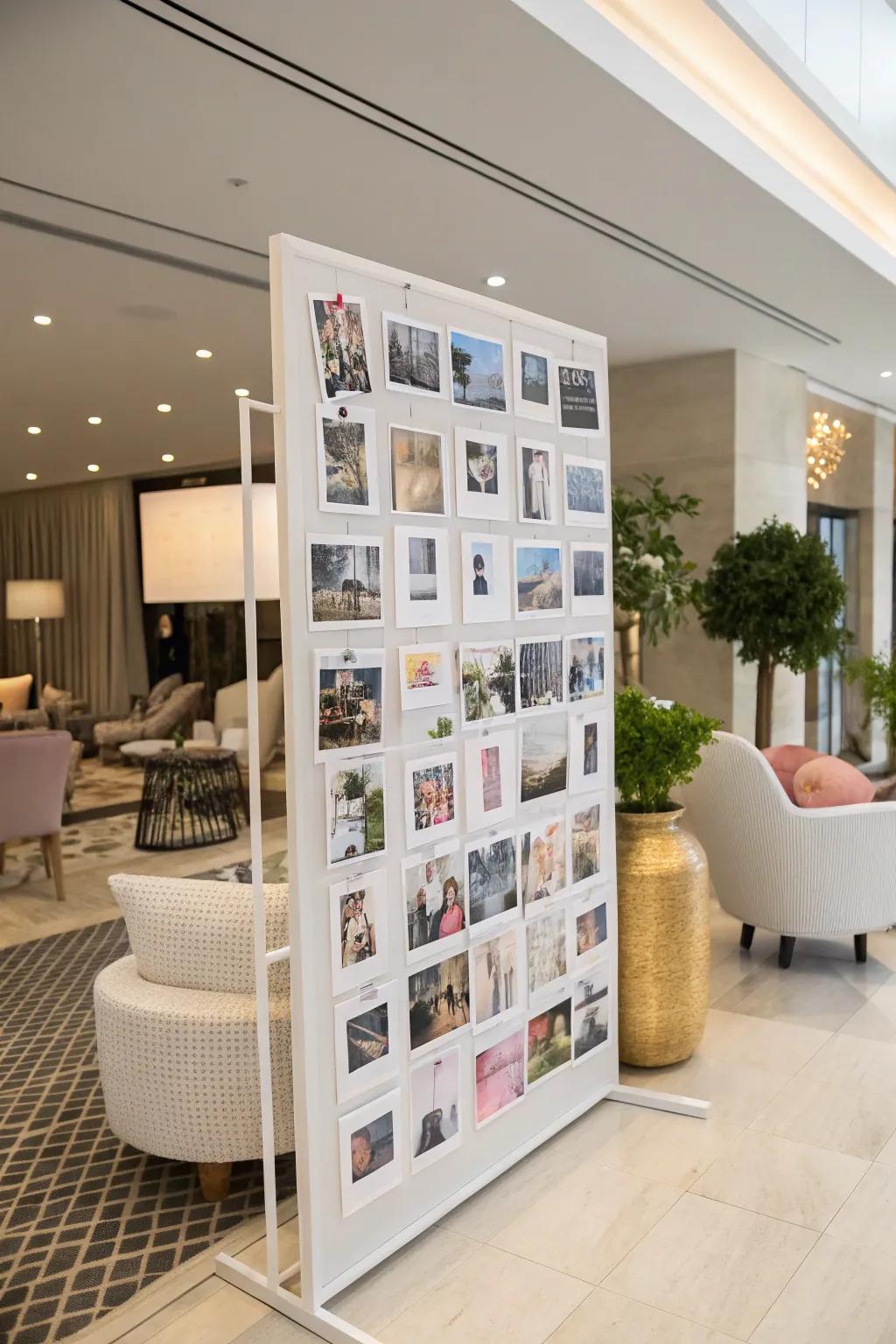 Artistic image panel presentation at a pre-wedding festivity.