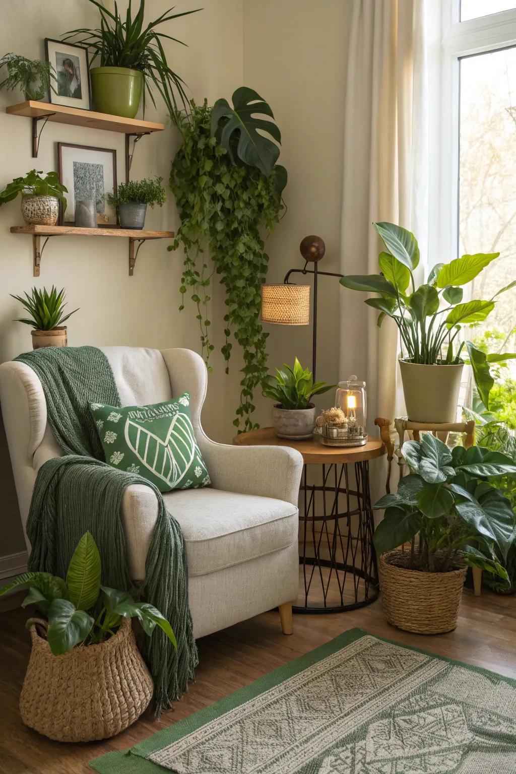 Greenery breathes refreshing nature into your living area's style.