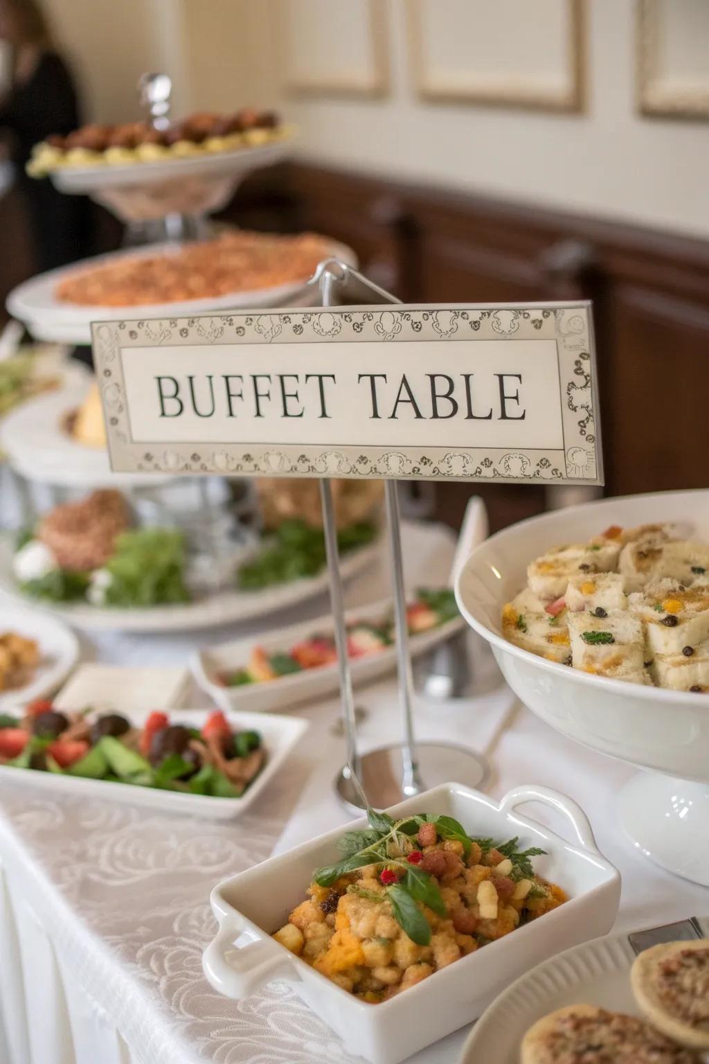 Thoughtful personalized labels elevate your buffet’s appeal.