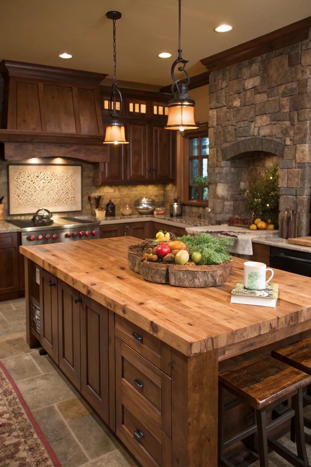 Transform your kitchen island into the ultimate gathering location with an impressive timber block top.