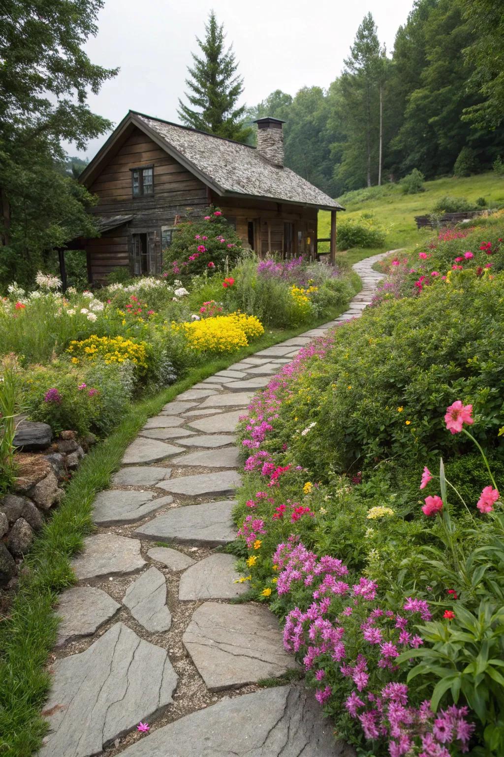 Stone pathways give rustic allure and direct visitors through your garden.