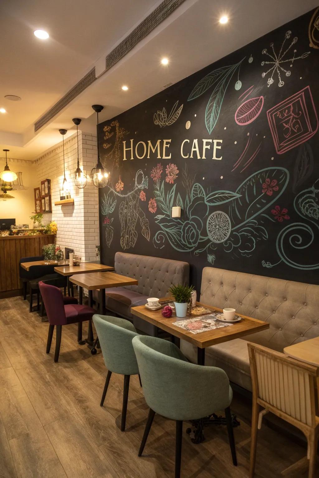 Surfaces for chalk append inventiveness and appeal to your cafe corner.