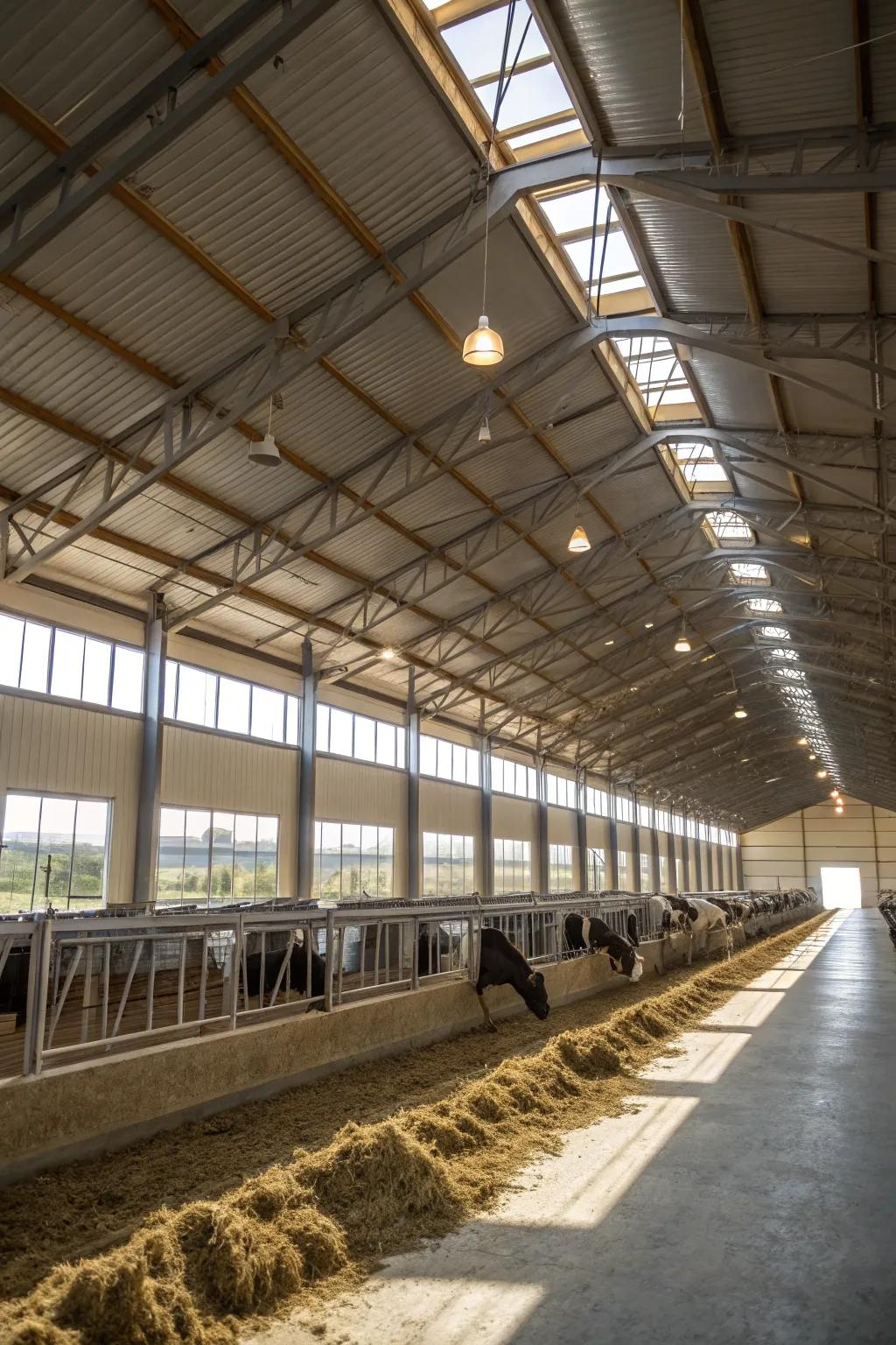 A ventilated calf barn guarantees constant airflow.