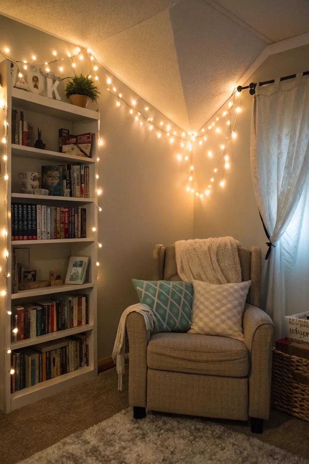 Create the mood with gentle lighting in your calming corner.