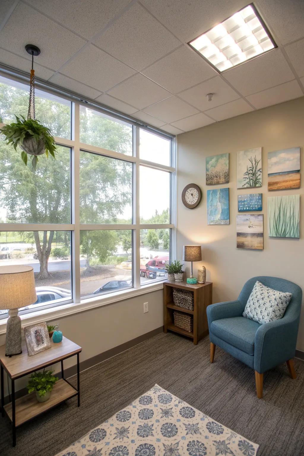 Sunlight from outside heightens the impression of spaciousness.