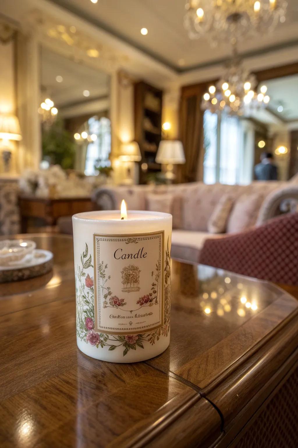 Refined candle labels that inject a hint of glamour.