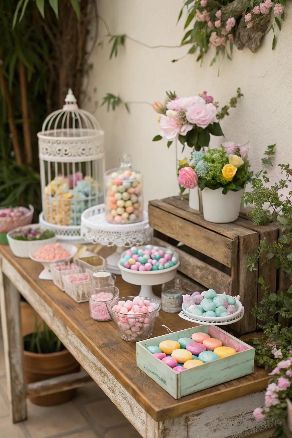 A garden-inspired sweets display that flourishes with charm and sweetness.