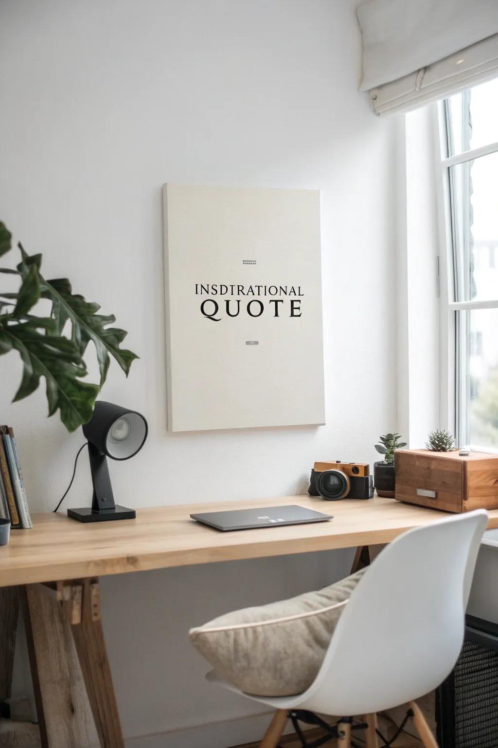 Uplifting statements on boards in a home office setting