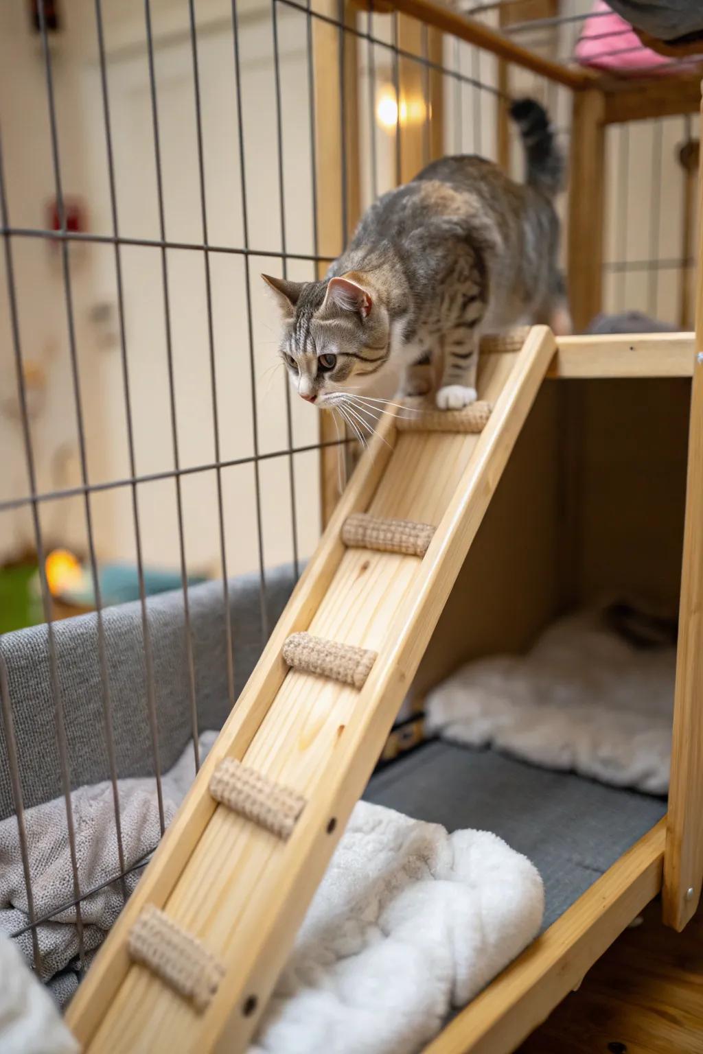 Ascending ramps and ladders make mobility effortless and secure for every cat.