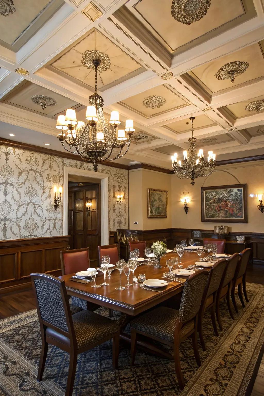 Improve your quiet space with a patterned panel ceiling.