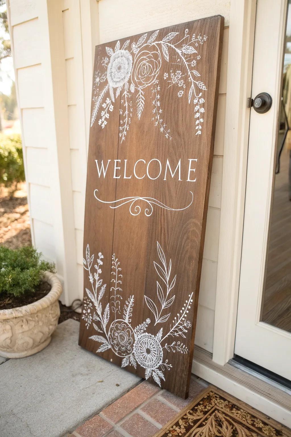 Greet your visitors warmly: a bespoke paint chalk pen board embodying sophistication and cordiality.