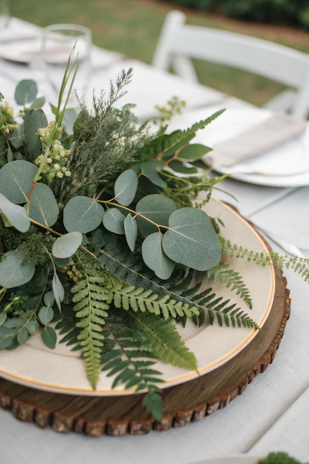 Make your table setting better with a greenery-focused centerpiece.