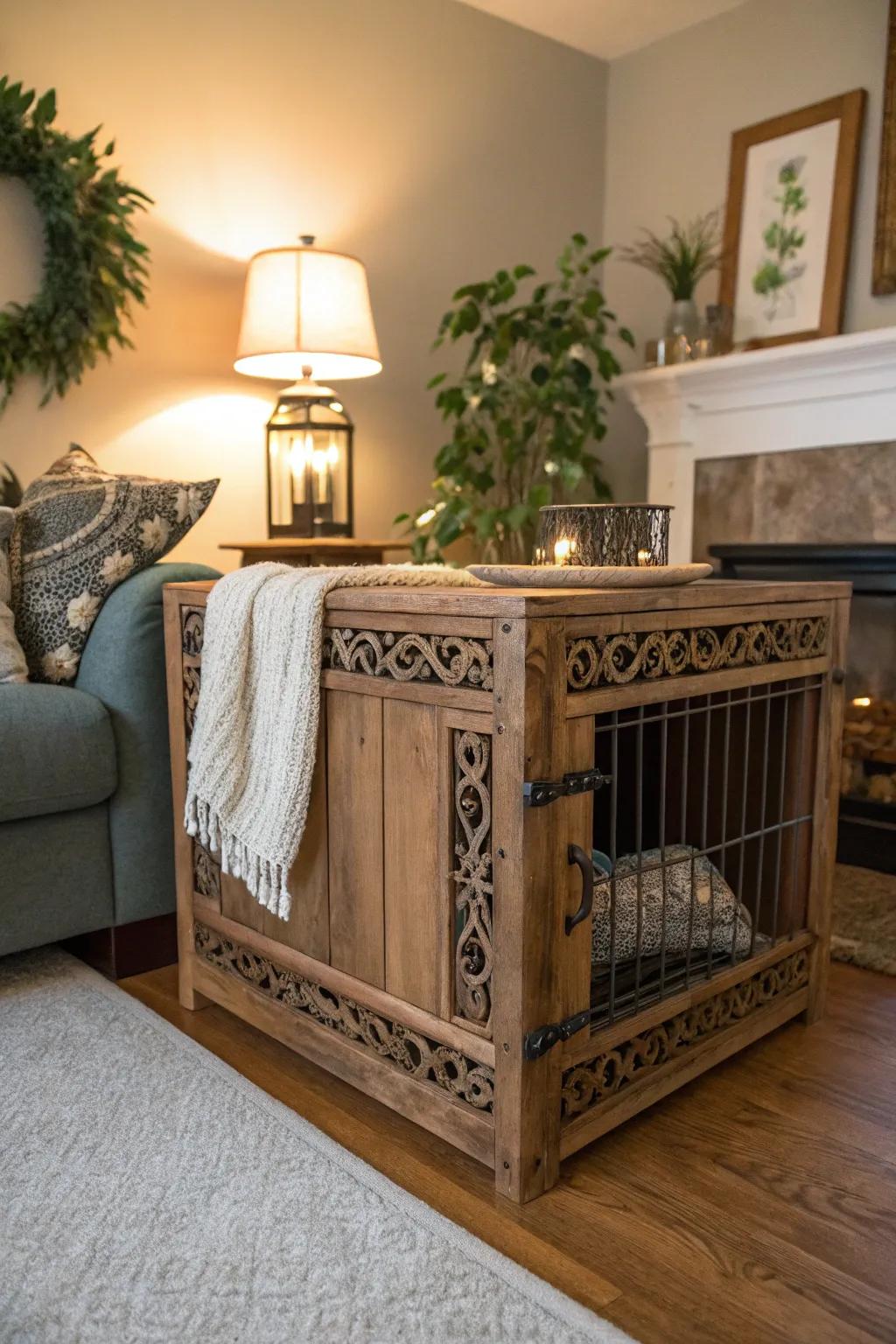 Improve your dog's kennel with a bespoke wooden frame.
