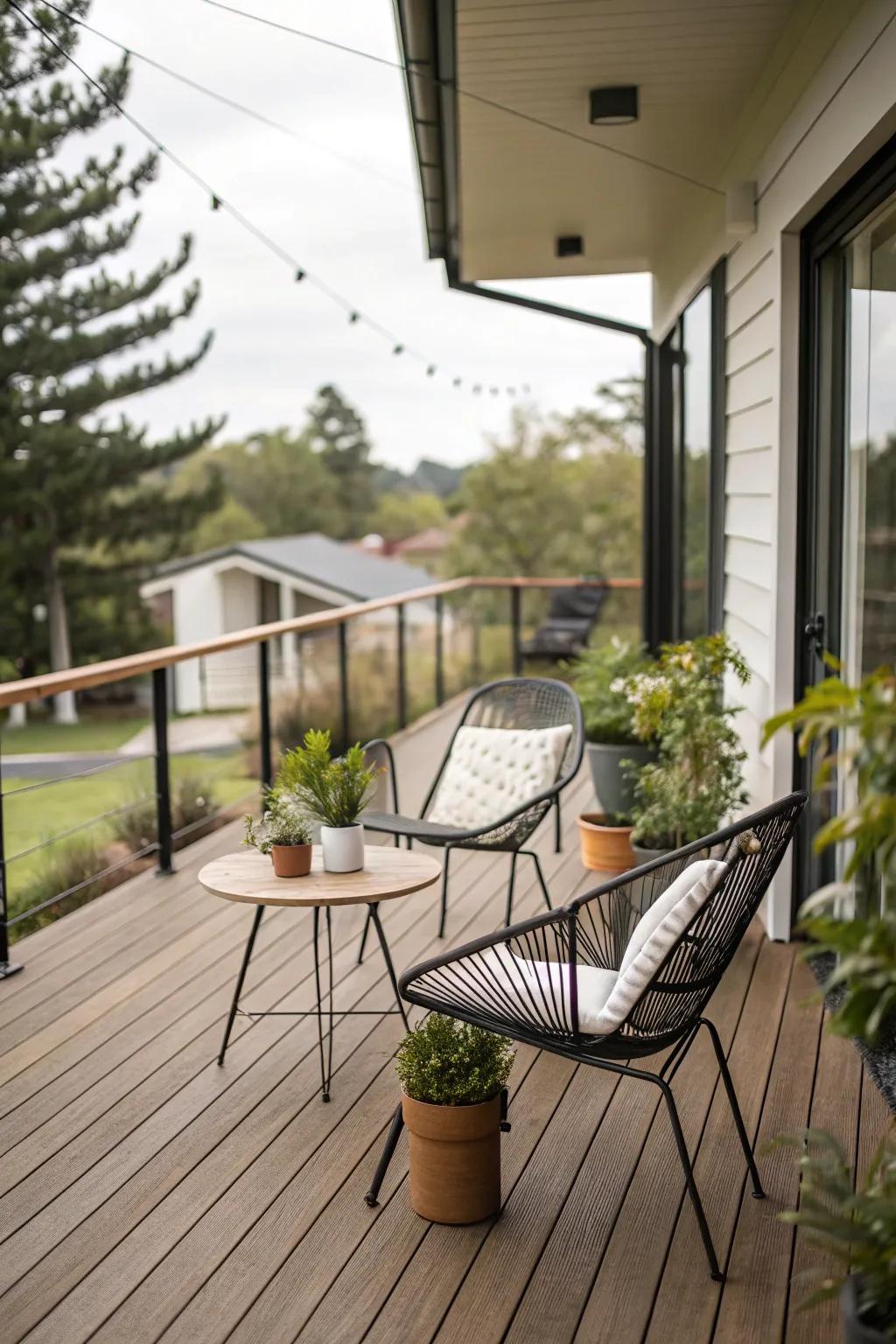 Traditional wooden decking for a timeless patio.