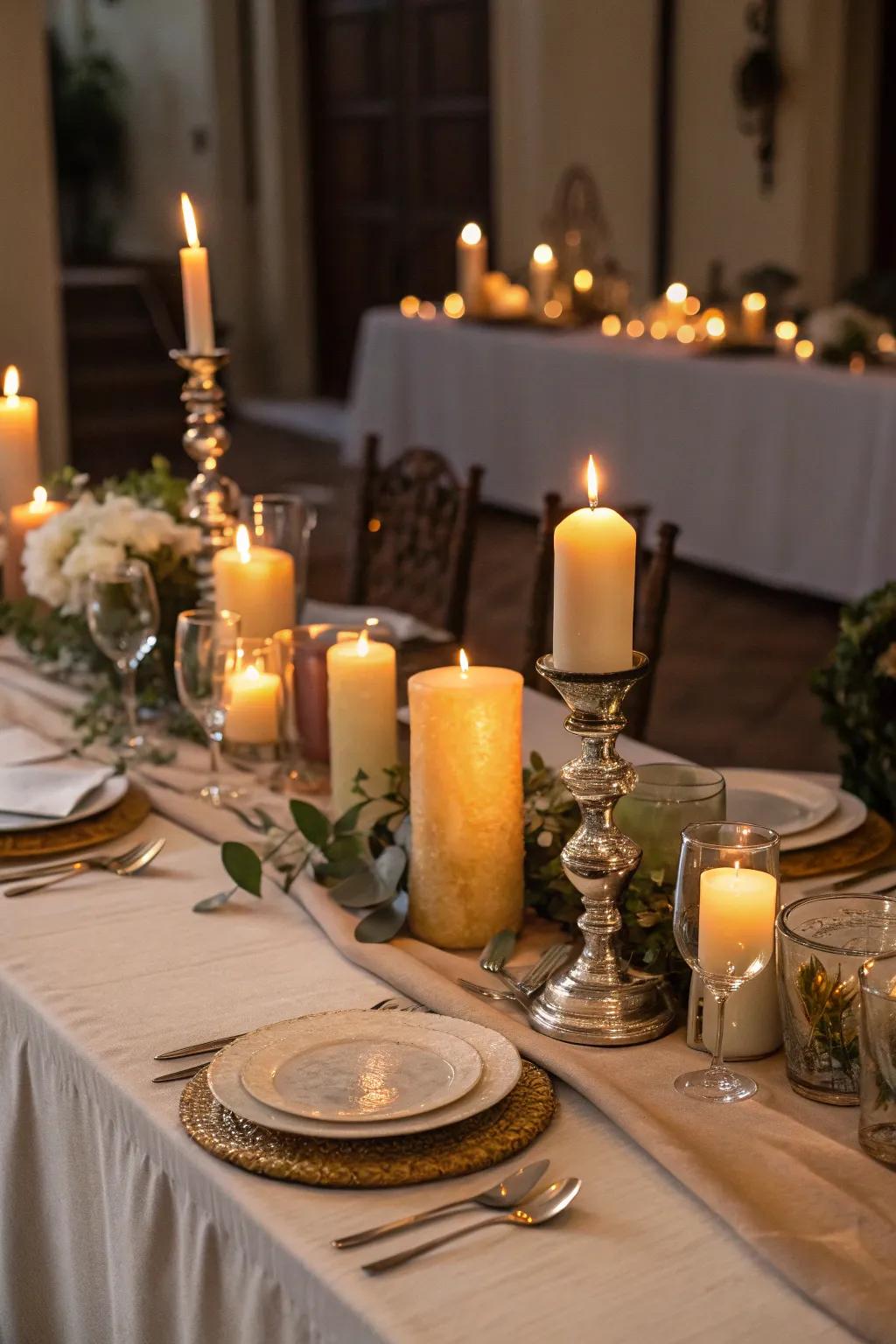 Candles cast a comforting glow over your Christmas gathering.