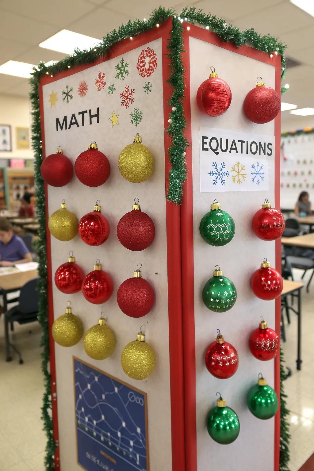 Math takes on a festive air with equation ornaments.