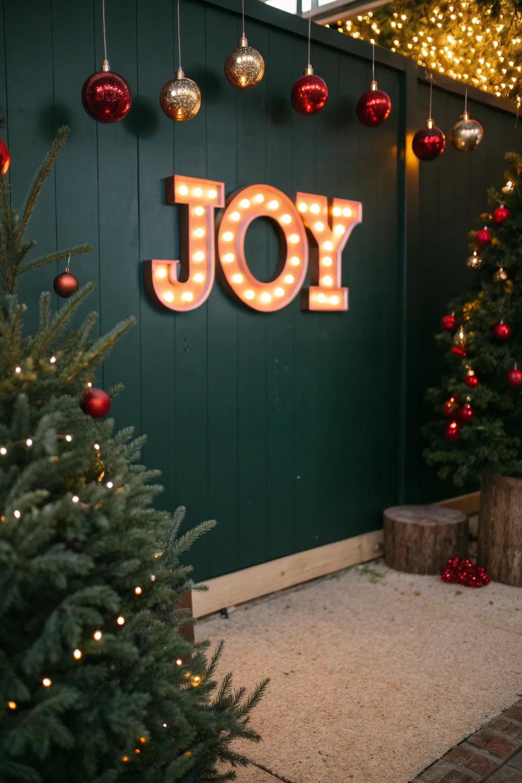 Brighten your area with an illuminated 'Joy' notice.