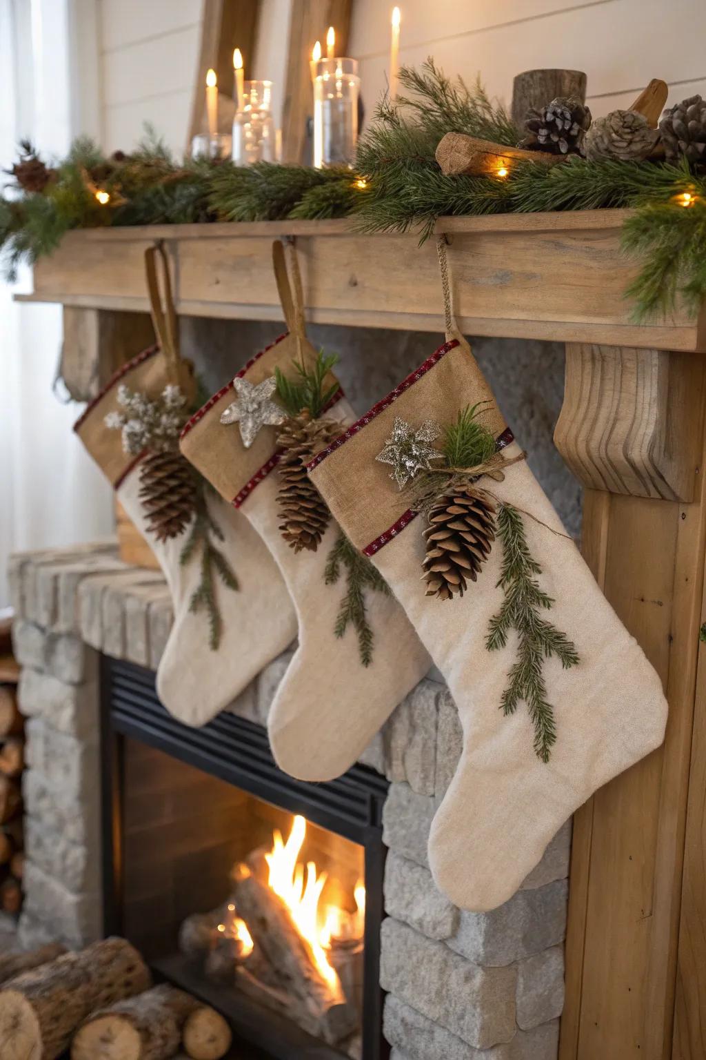 Nature-centric stockings deliver a snug, forest-esque sensation to the holidays.