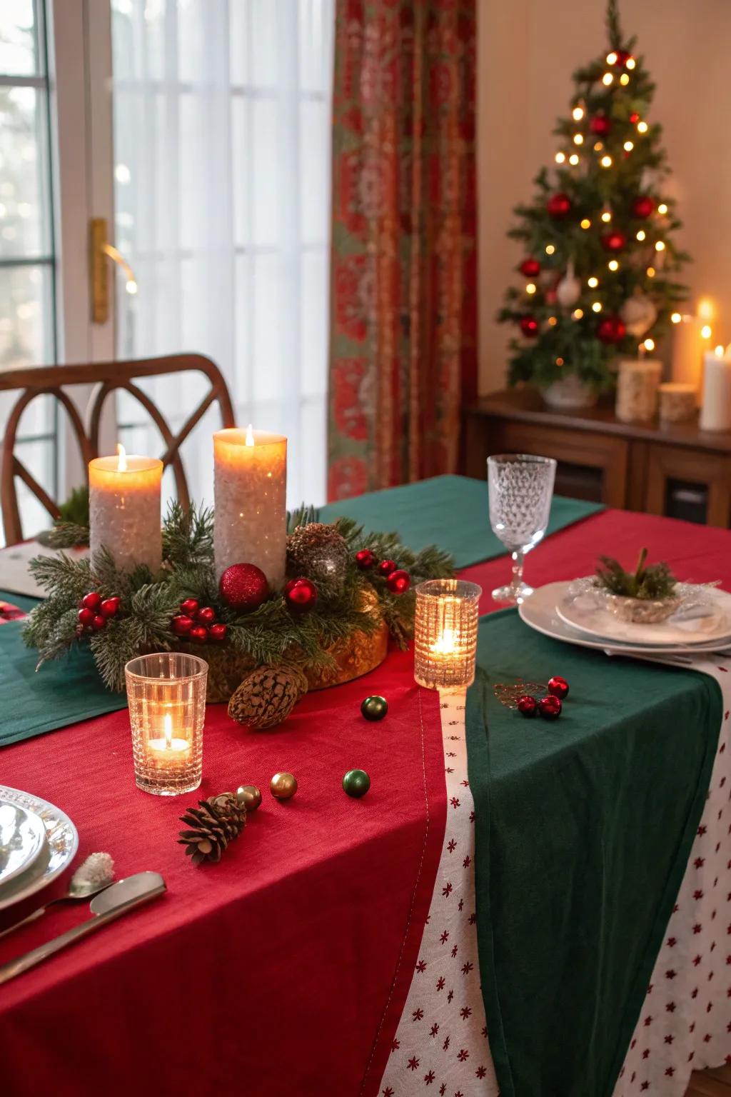 Celebratory candles craft a cozy and inviting ambiance.