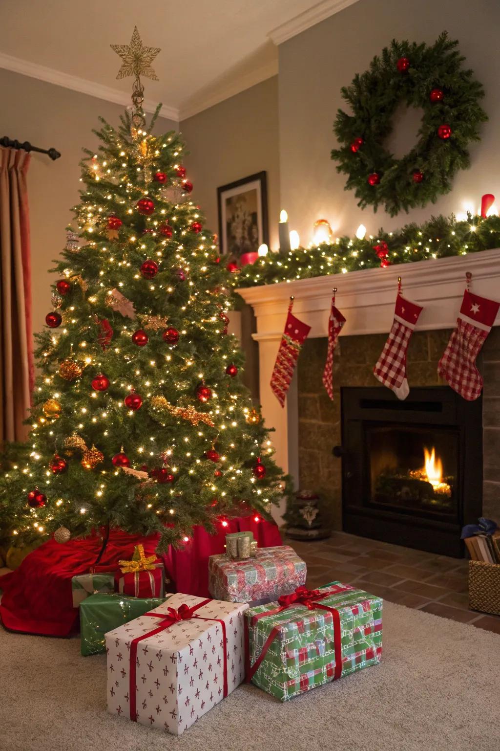 Gift boxes make your tree's support vanish in an elegant manner.