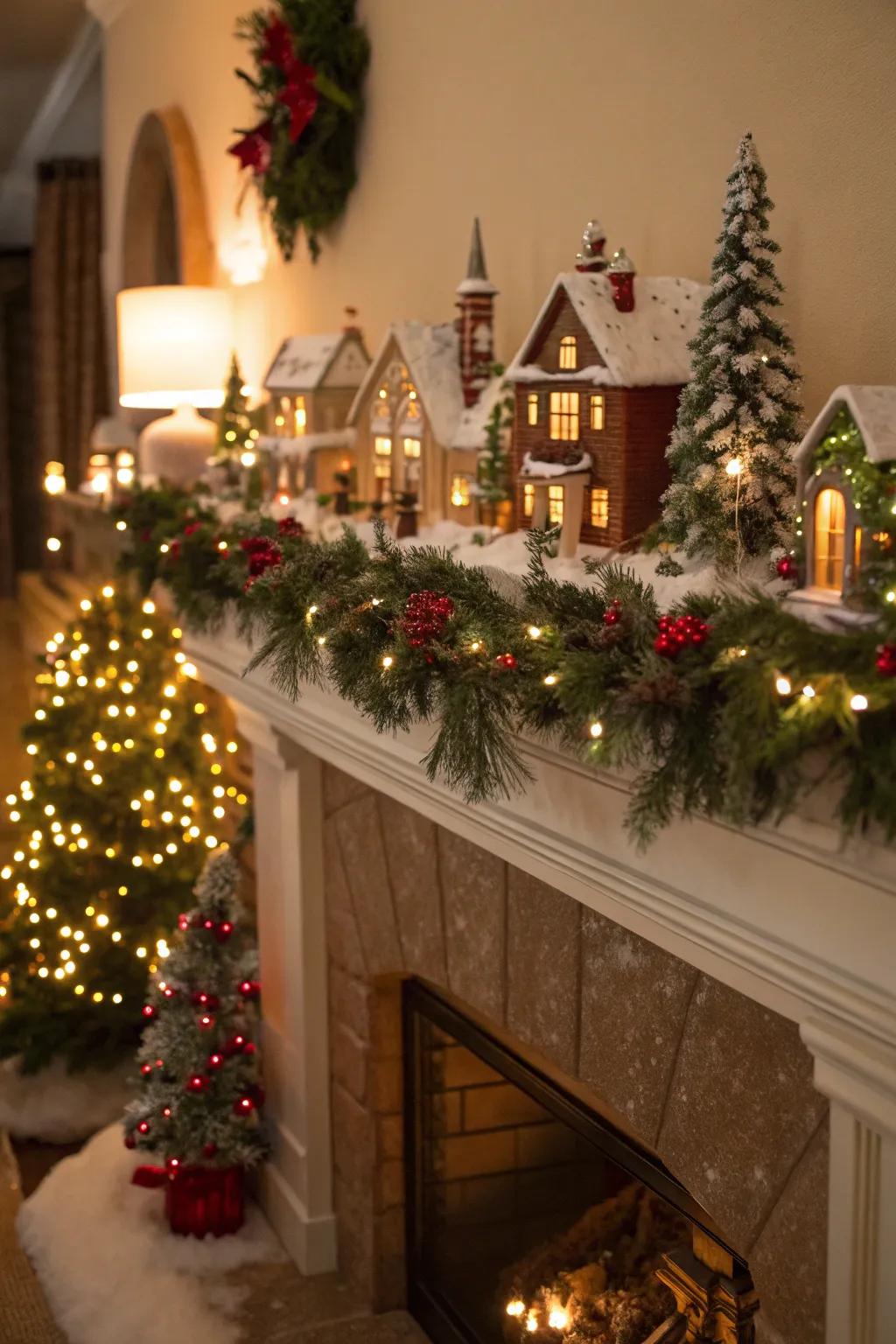 A celebratory overmantel presentation that emanates seasonal warmth and allure.