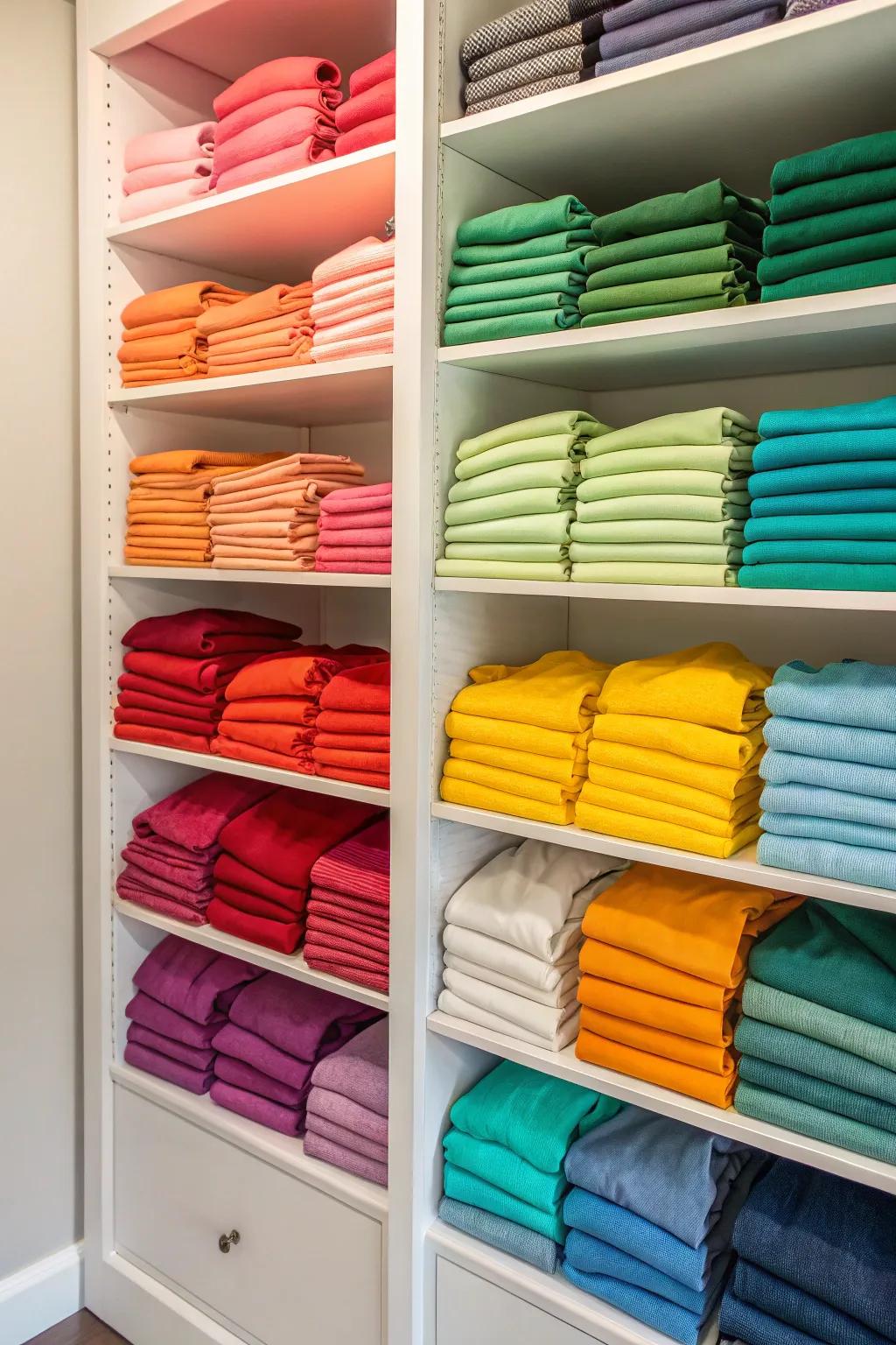 Clever shelf dividers keep your stacks neat and tidy.