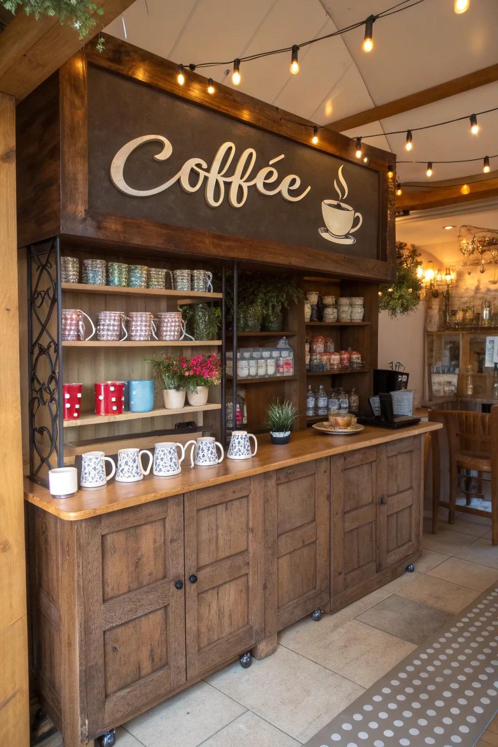 Make your coffee nook personal with lovely signage.
