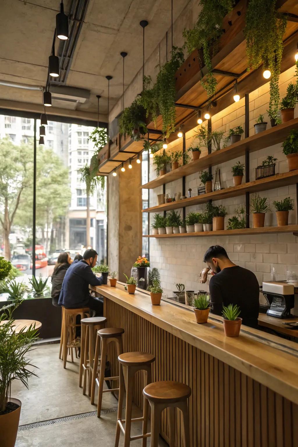 Plants help create a vibrant and fresh ambiance for your coffee station.